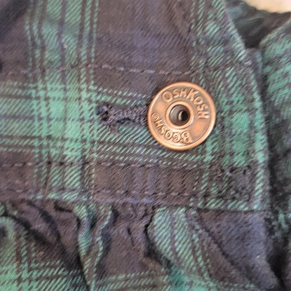 Oshkosh B'gosh Green Plaid Coverall Dress Cottagecore‎ Cabincore Baby Dress 12m